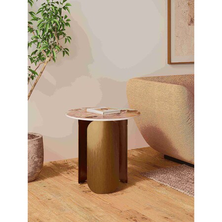 Manhattan Comfort Monica End Table in Gold ET009